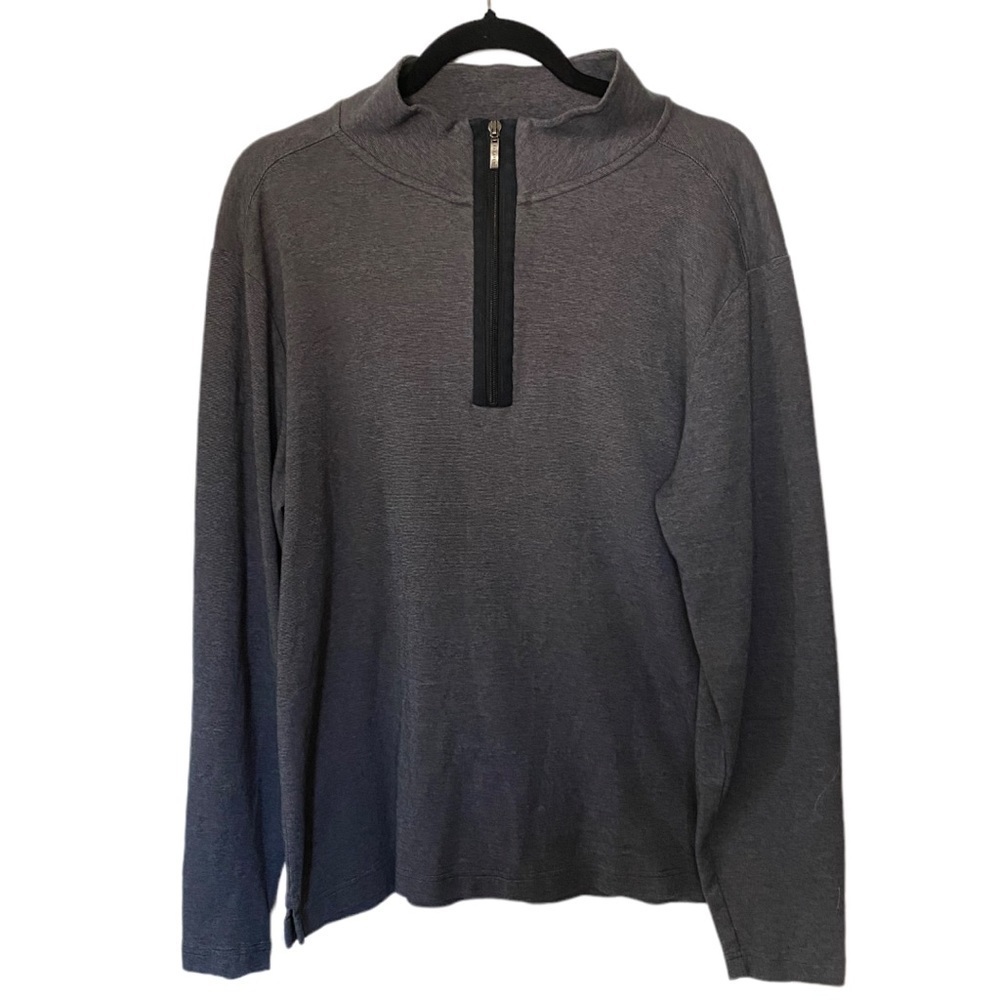 ROBERT BARAKETT Canfield Zip Henley L Grey / Black Details Style 42677